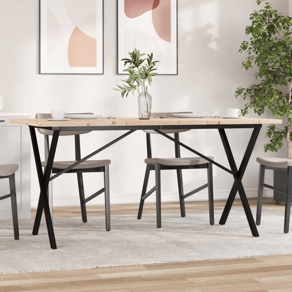 Spisebord Kjøkkenbord X-ramme 160x80x75,5 cm heltre furu og støpejern