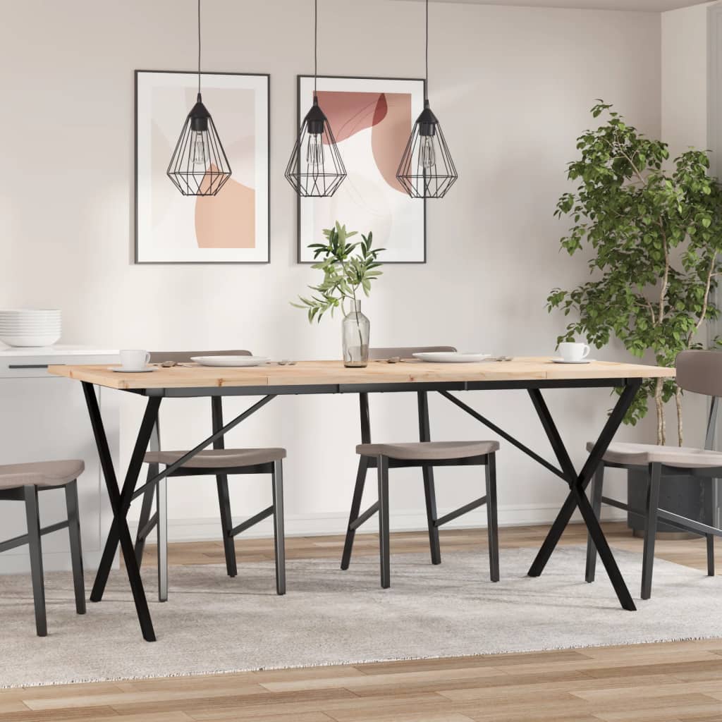 Spisebord Kjøkkenbord X-ramme 180x90x75,5 cm heltre furu og støpejern