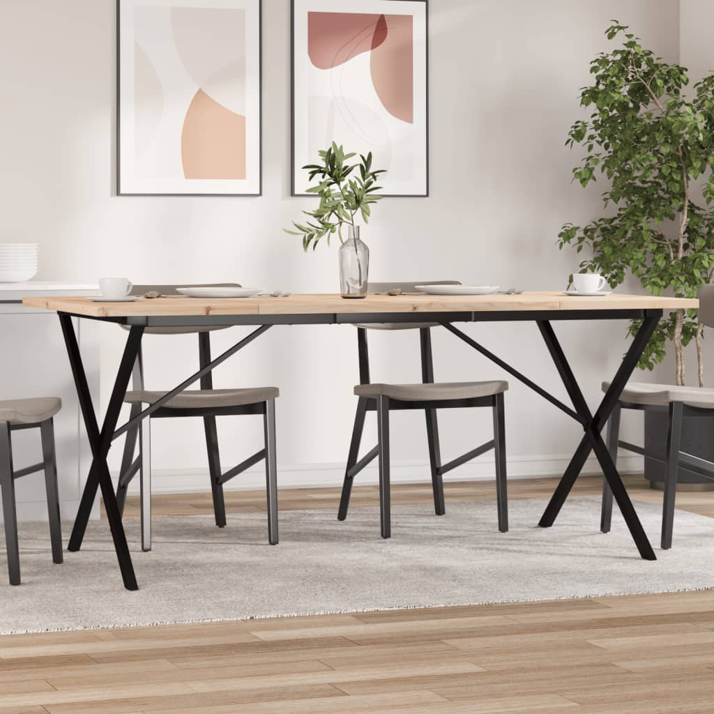 Spisebord Kjøkkenbord X-ramme 180x90x75,5 cm heltre furu og støpejern