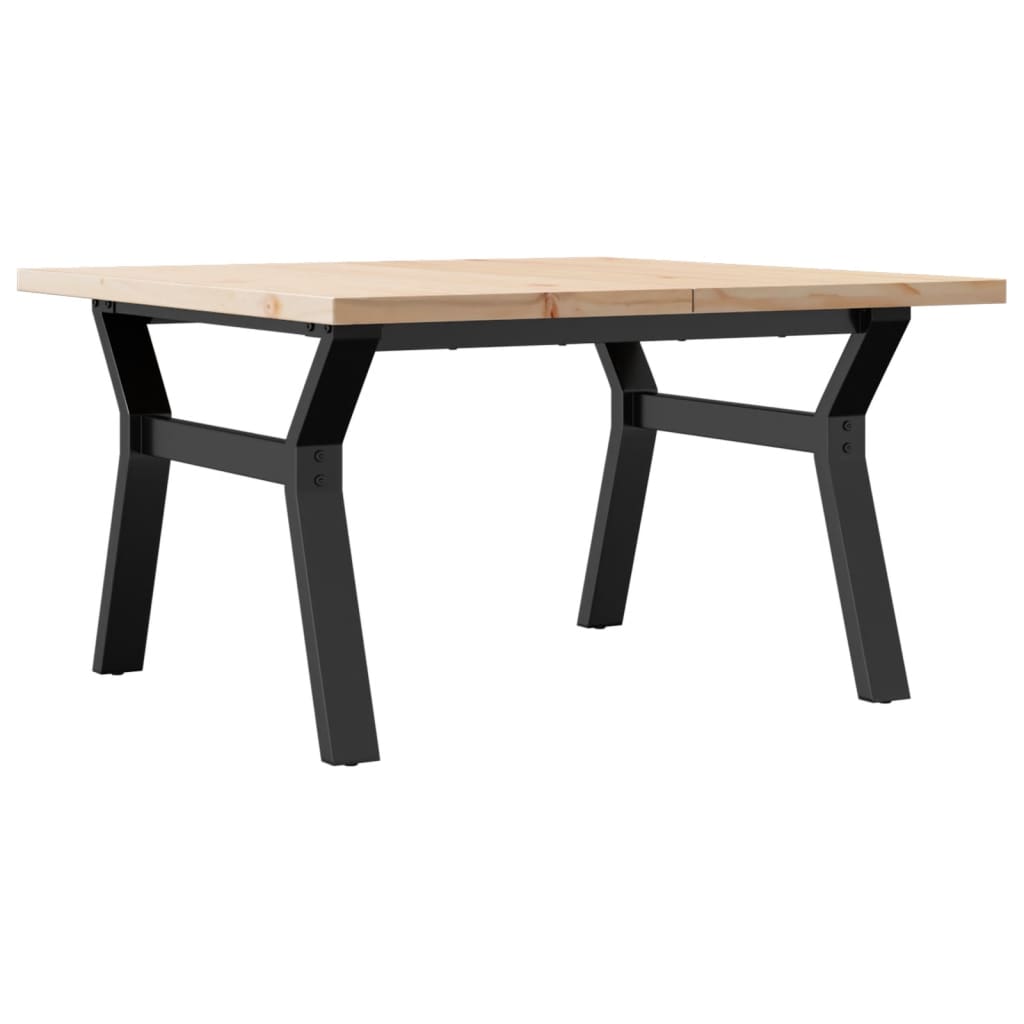 Salongbord Sofabord DIV. Y-ramme 80x80x45,5 cm heltre furu og støpejern