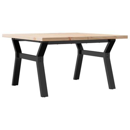 Salongbord Sofabord DIV. Y-ramme 80x80x45,5 cm heltre furu og støpejern