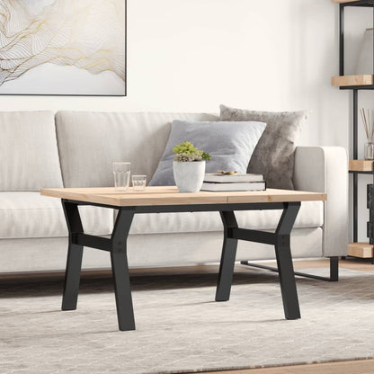 Salongbord Sofabord DIV. Y-ramme 80x80x45,5 cm heltre furu og støpejern