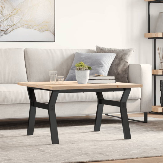 Salongbord Sofabord DIV. Y-ramme 80x80x45,5 cm heltre furu og støpejern