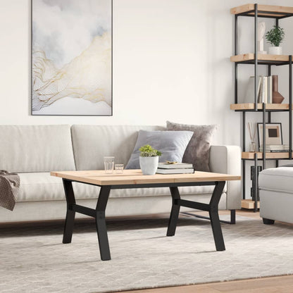 Salongbord Sofabord DIV. Y-ramme 90x90x45,5 cm heltre furu og støpejern