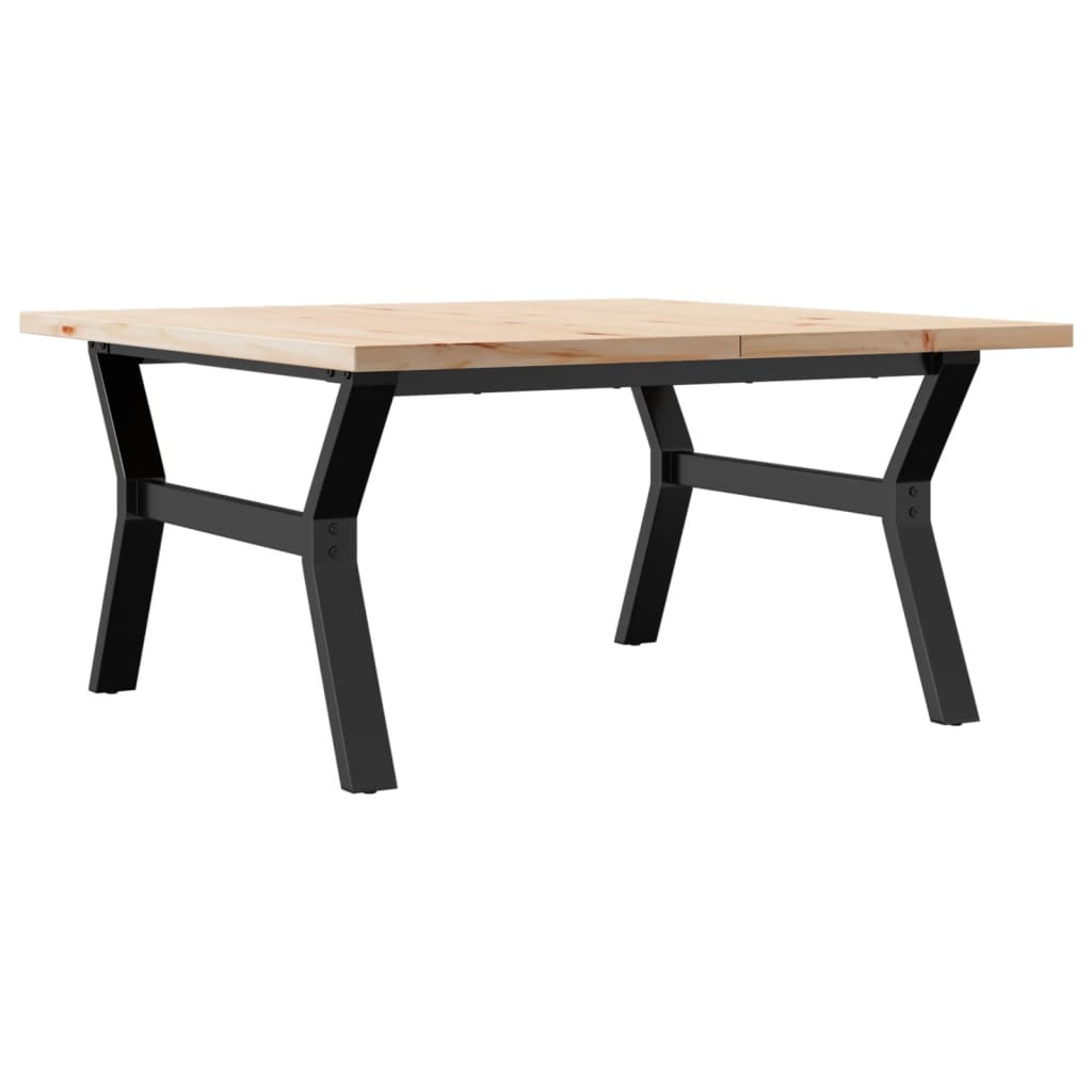 Salongbord Sofabord DIV. Y-ramme 90x90x45,5 cm heltre furu og støpejern