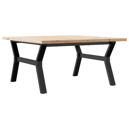 Salongbord Sofabord DIV. Y-ramme 90x90x45,5 cm heltre furu og støpejern