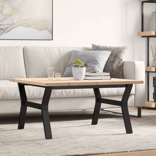 Salongbord Sofabord DIV. Y-ramme 90x90x45,5 cm heltre furu og støpejern