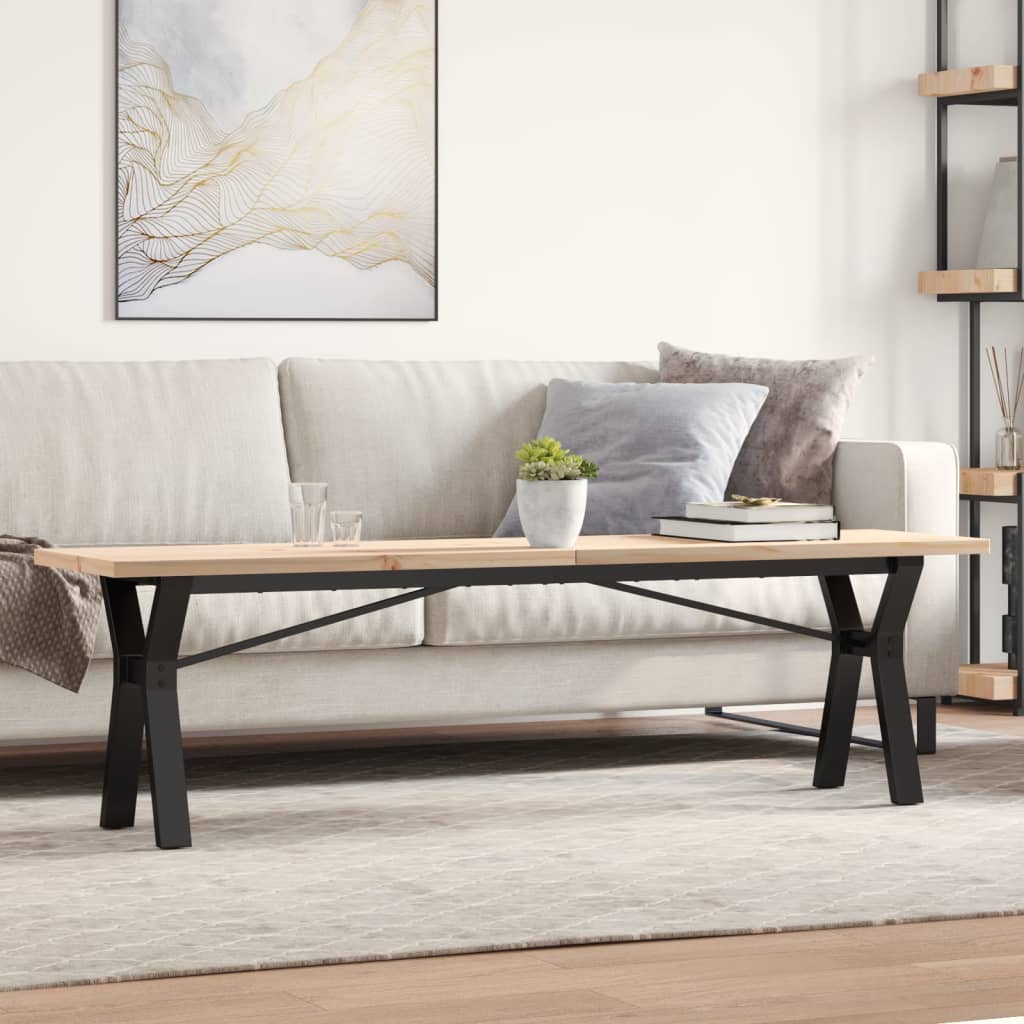 Salongbord Sofabord DIV. Y-ramme 160x40x45,5 cm heltre furu og støpejern