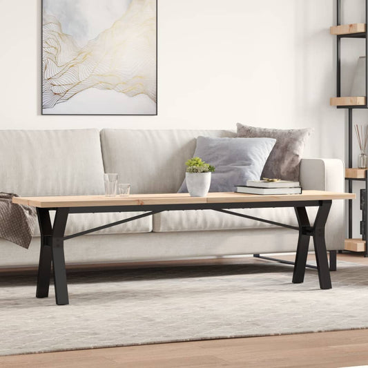 Salongbord Sofabord DIV. Y-ramme 160x40x45,5 cm heltre furu og støpejern