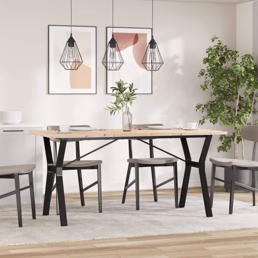 Spisebord Kjøkkenbord Y-ramme 140x80x75,5 cm heltre furu og støpejern