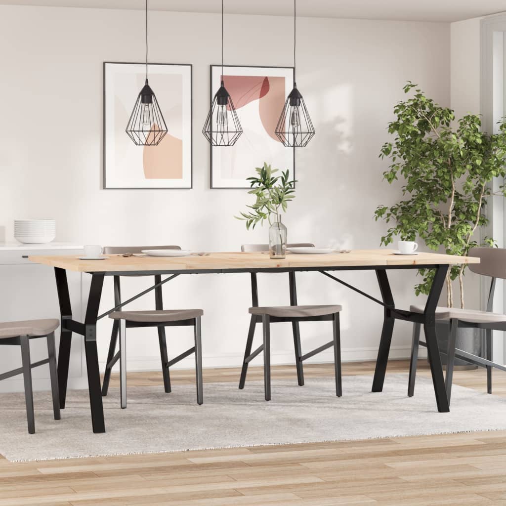 Spisebord Kjøkkenbord Tre Y-ramme 200x100x75,5 cm heltre furu og støpejern
