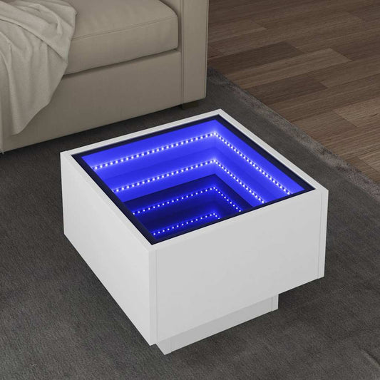Sidebord Hvit LED 40x40x30 cm