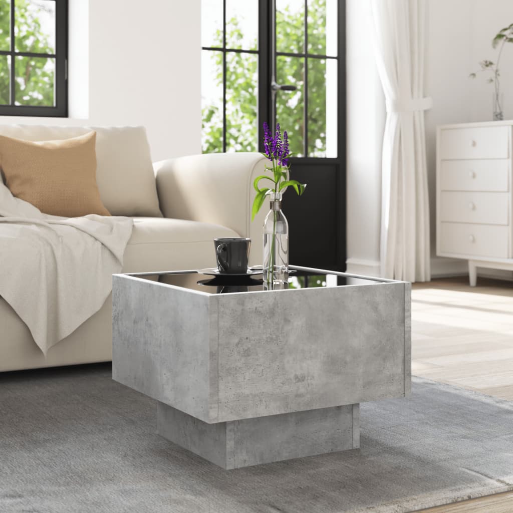 Salongbord Sofabord Betonggrå LED 40x40x30 cm