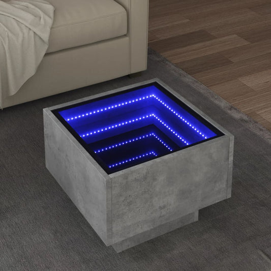 Salongbord Sofabord Betonggrå LED 40x40x30 cm
