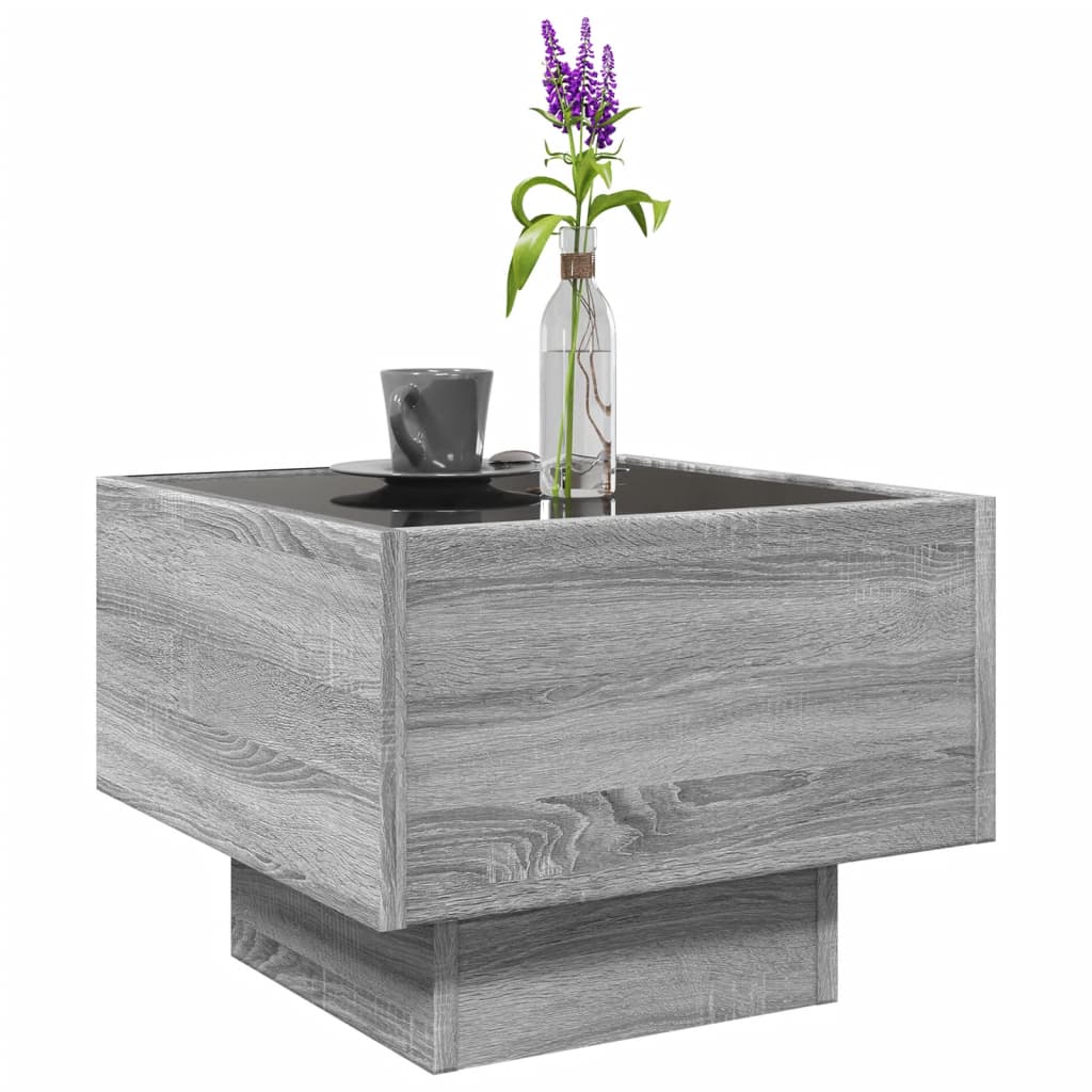 Salongbord Sofabord Sonoma Grå LED 40x40x30 cm