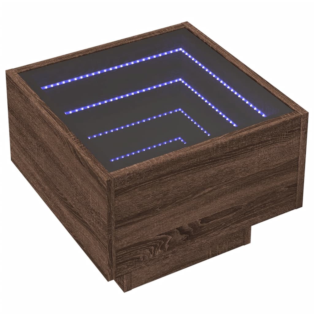 Sidebord Brun Eik LED 40x40x30 cm