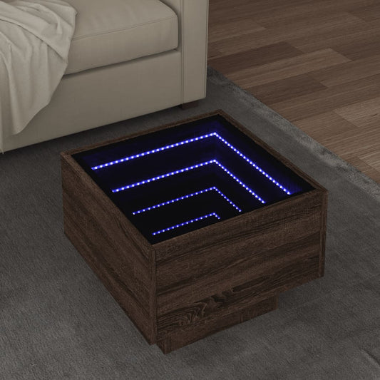 Sidebord Brun Eik LED 40x40x30 cm