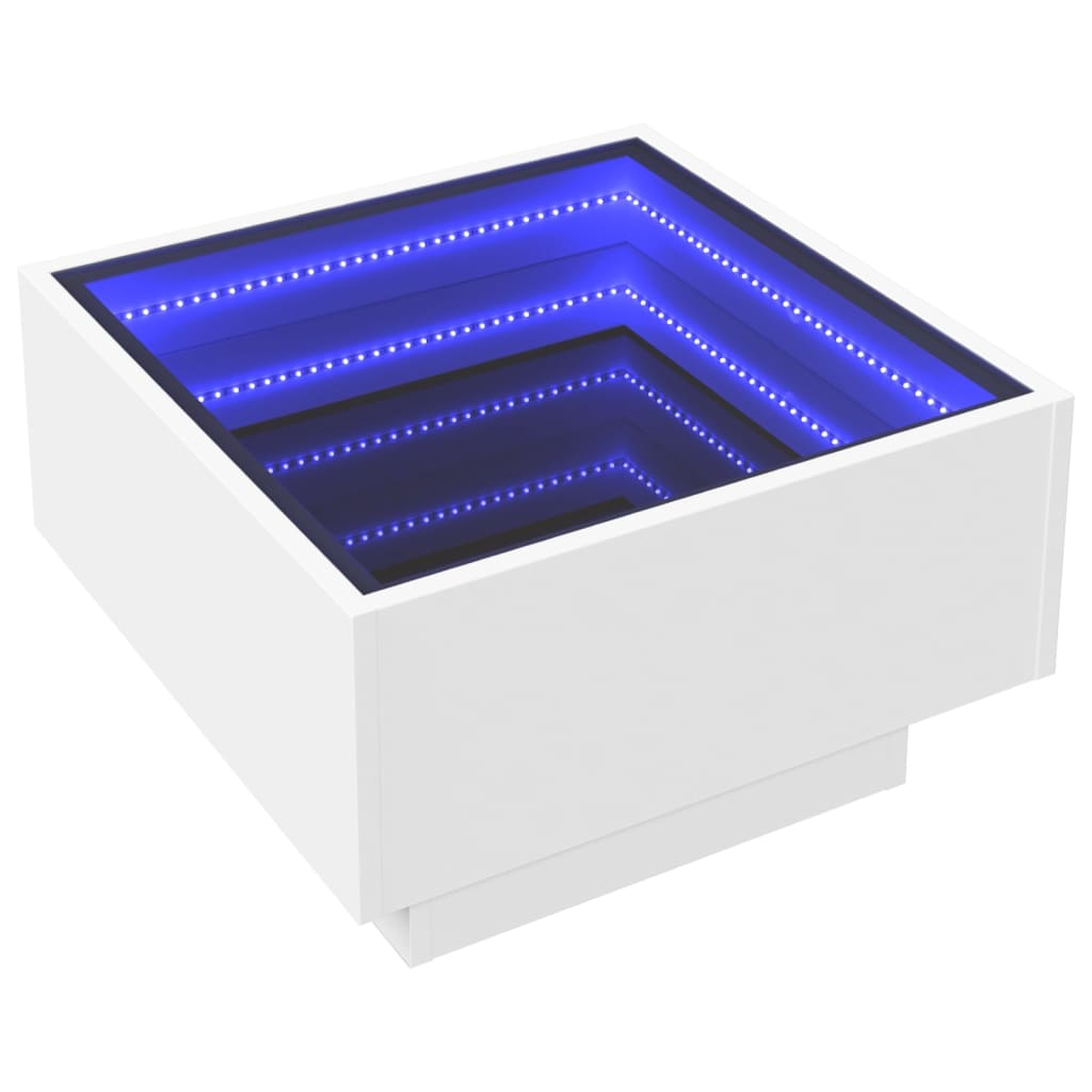 Salongbord Sofabord Hvit med LED 50x50x30 cm