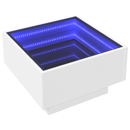 Salongbord Sofabord Hvit med LED 50x50x30 cm