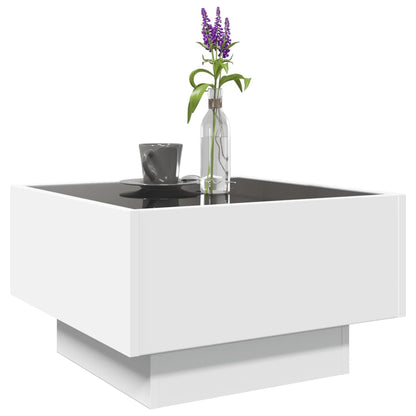 Salongbord Sofabord Hvit med LED 50x50x30 cm