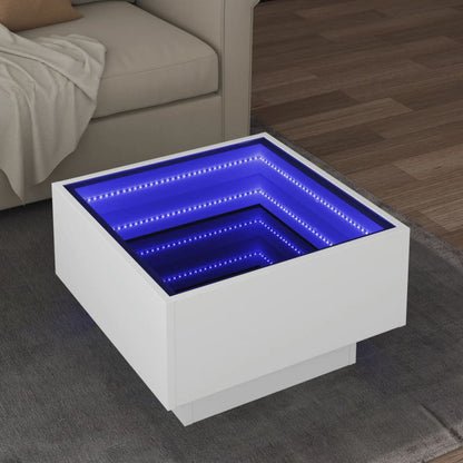 Salongbord Sofabord Hvit med LED 50x50x30 cm