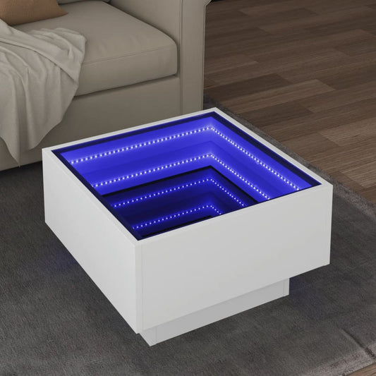 Salongbord Sofabord Hvit med LED 50x50x30 cm