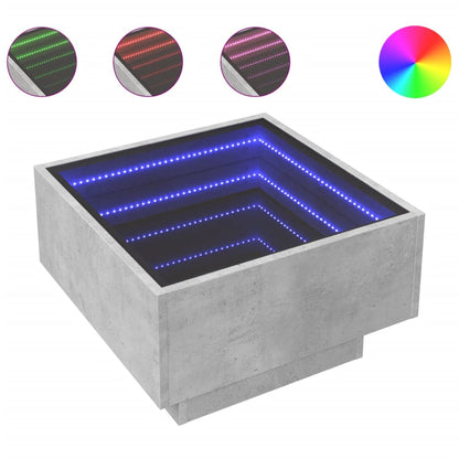 Salongbord Sofabord Betonggrå med LED 50x50x30 cm
