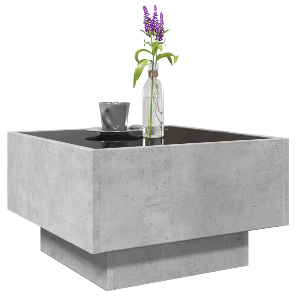 Salongbord Sofabord Betonggrå med LED 50x50x30 cm