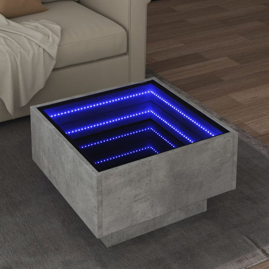 Salongbord Sofabord Betonggrå med LED 50x50x30 cm