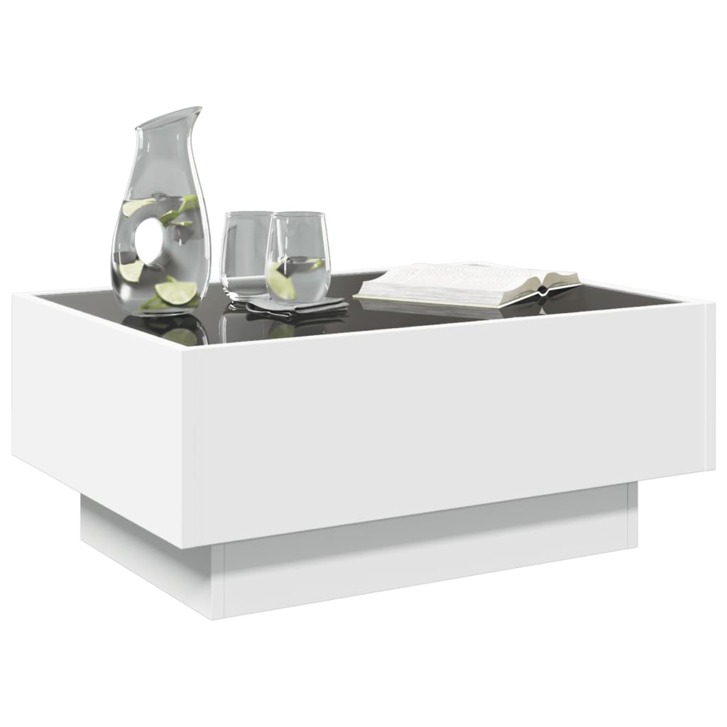 Salongbord Sofabord Hvit med LED 70x50x30 cm