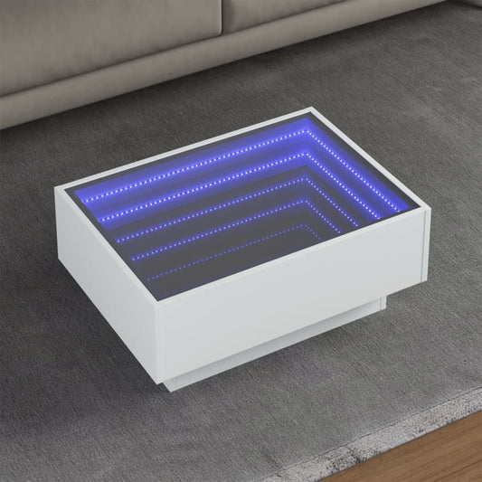 Salongbord Sofabord Hvit med LED 70x50x30 cm