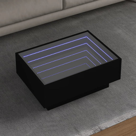 Salongbord Sofabord Svart med LED 70x50x30 cm