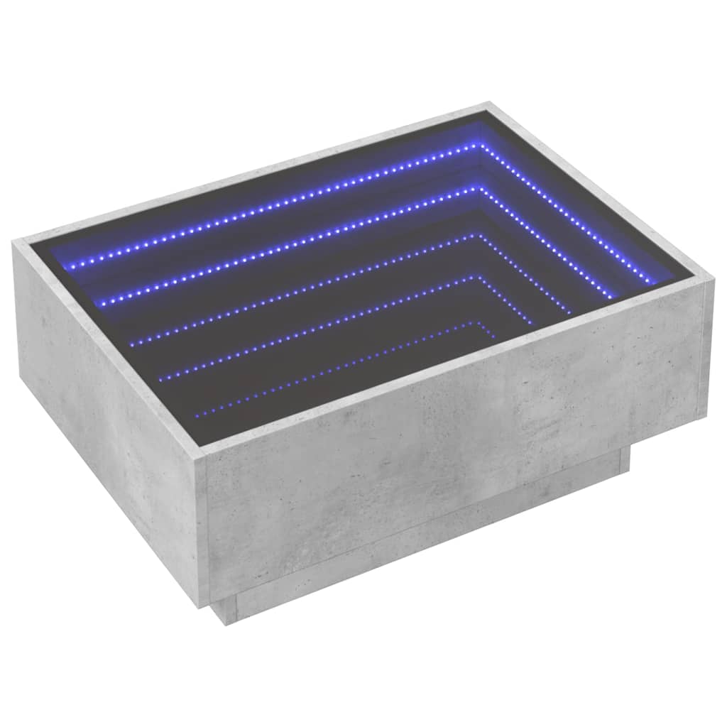 Salongbord Sofabord Betonggrå med LED 70x50x30 cm