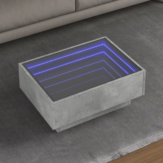 Salongbord Sofabord Betonggrå med LED 70x50x30 cm