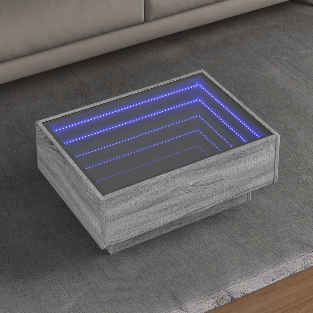 Salongbord Sofabord Sonoma Grå med LED 70x50x30 cm