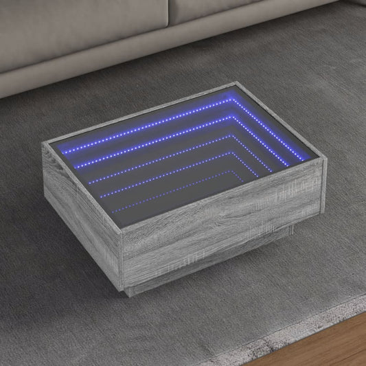 Salongbord Sofabord Sonoma Grå med LED 70x50x30 cm