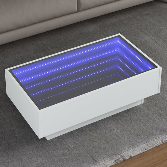 Salongbord Sofabord Hvit med LED 90x50x30 cm