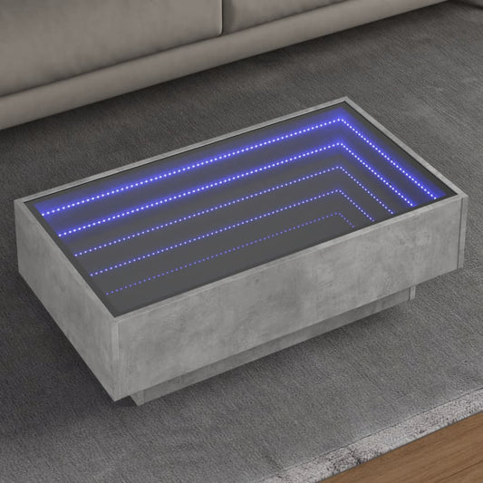 Salongbord Sofabord Betonggrå med LED 90x50x30 cm