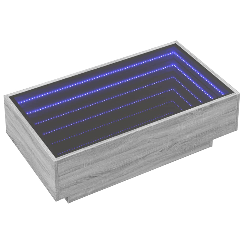 Salongbord Sofabord Sonoma Grå med LED 90x50x30 cm