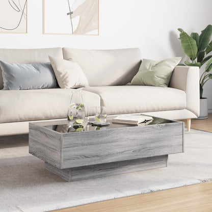 Salongbord Sofabord Sonoma Grå med LED 90x50x30 cm