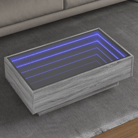 Salongbord Sofabord Sonoma Grå med LED 90x50x30 cm