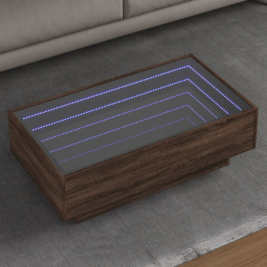 Salongbord Sofabord Brun Eik med LED 90x50x30 cm