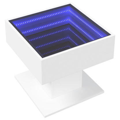 Salongbord Sofabord Hvit med LED 50x50x45 cm
