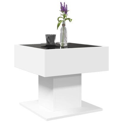 Salongbord Sofabord Hvit med LED 50x50x45 cm