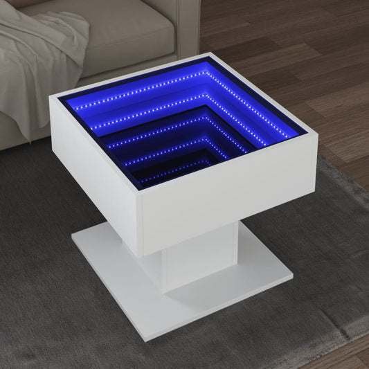 Salongbord Sofabord Hvit med LED 50x50x45 cm