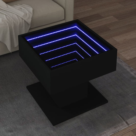 Salongbord Sofabord Svart med LED 50x50x45 cm