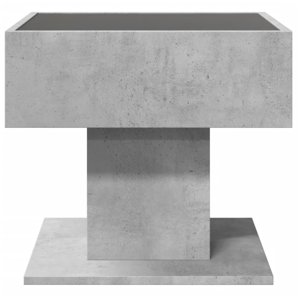Salongbord Sofabord Betonggrå med LED 50x50x45 cm