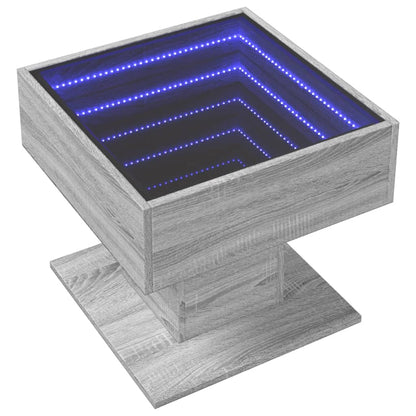 Salongbord Sofabord Sonoma Grå med LED 50x50x45 cm