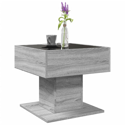 Salongbord Sofabord Sonoma Grå med LED 50x50x45 cm