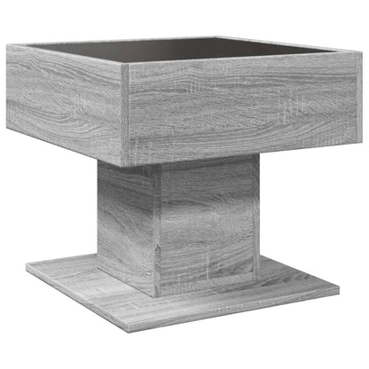Salongbord Sofabord Sonoma Grå med LED 50x50x45 cm